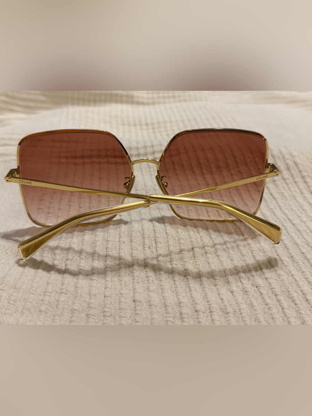 Authentic Celine Gold Metal Sunglasses with Rose-Tinted Lenses - Picture 8 of 8